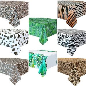 Nappe Thème Safari Animal 2 Pièces Girafe Cerf Jungle Zoo Couverture de Table Fournitures de Fête pour Thème Jungle Anniversaire 274 X 137 cm Baby Showers Pique-Nique 