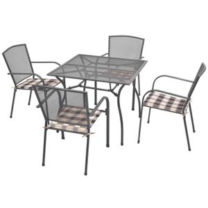 9 Pcs Salon De Jardin Avec Coussins Maille D Acier 1 Table 4