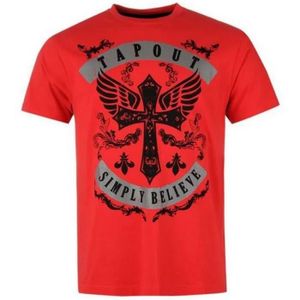 T-SHIRT MAILLOT DE SPORT T-Shirt Collector Homme Tapout MMA Rouge et Noir A