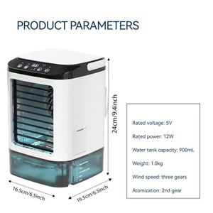 VENTILATEUR Mini ventilateur climatiseur de réfrigération, ventilateur de refroidissement à eau, ventilateur de bureau Silencieux et portable