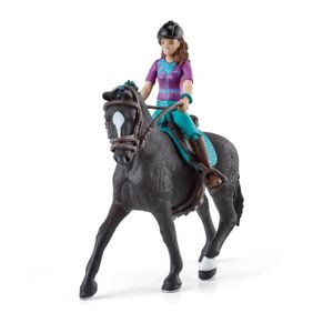 FIGURINE - PERSONNAGE Figurine Cavalière Lisa et Storm, coffret schleich avec 10 éléments inclus dont 1 cheval schleich hanovrien et sa cavalière,