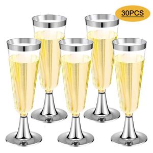 Flûtes à Champagne Plastique 150ml WELLGRO - Incassables Sans BPA - Multicolores Transparentes - Réutilisables - Lot De 60