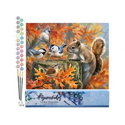 Figured'Art Peinture par Numéro Adulte avec Cadre Loup Pop Art - Activité Manuelle Kit de Loisir Créatif DIY Numéro d'Art Complet - 40x50cm toile