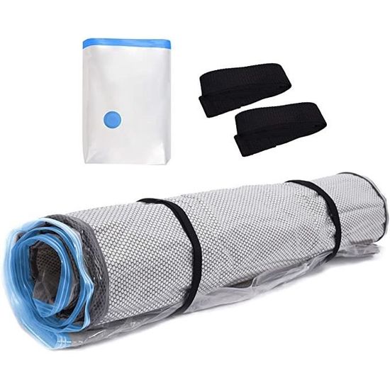 Sac sous vide pour matelas en mousse AMOUNE XL Double avec fermeture eclair bleue