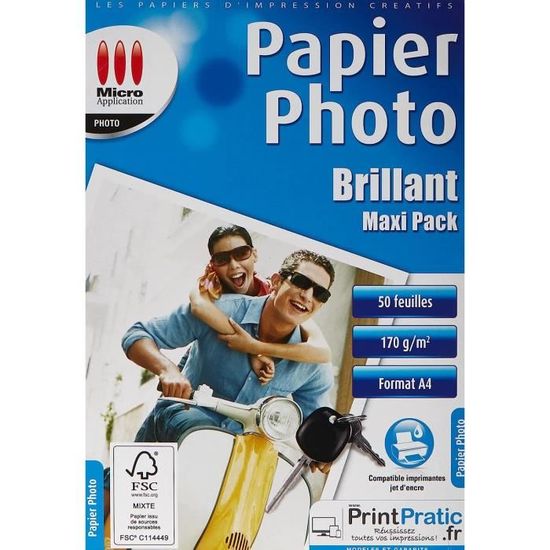 Papier photo Maxenza - Brillant Brillant - 60 Feuilles Format A4