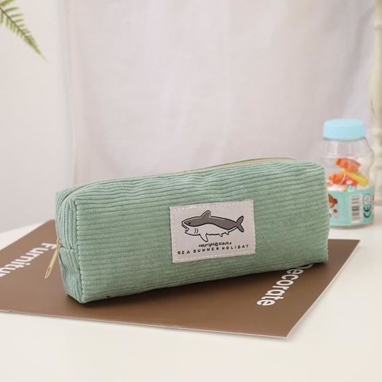 Trousse Velours Côtelé Guishop - Grande Capacité 19x7x6cm | Multifonction école Et Maquillage | Rose