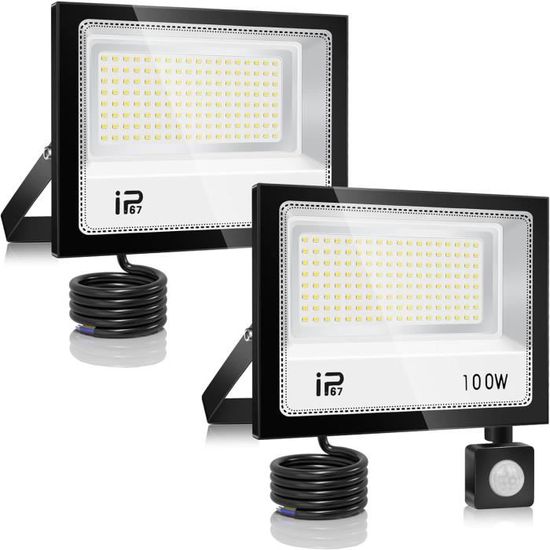 Projecteur LED Extérieur 100W YZYFACAI - 10000LM Détecteur Mouvement Télécommande