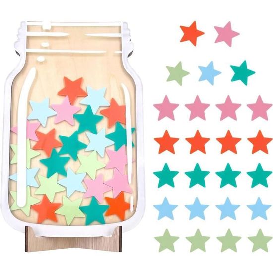Système De Récompense Pour Enfants Avec 30 Étoiles, Bocal En Bois Pour