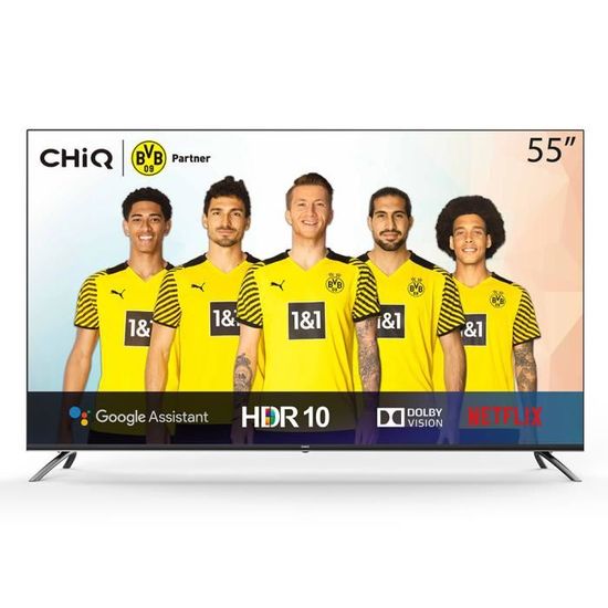CHiQ U55H7A, 55 Pouces(140cm), Android 9.0, Smart TV, UHD, 4K, WiFi, Bluetooth,Google Assistant, Netflix, Prime Video,3 HDMI,2 USB