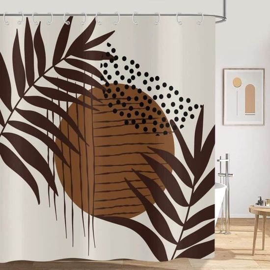 Polyester Imperméable Rideau De Douche Boho STARUBY 180x180cm - Tissu , Style Ferme | Couleur Herbe Rideau Imperméable