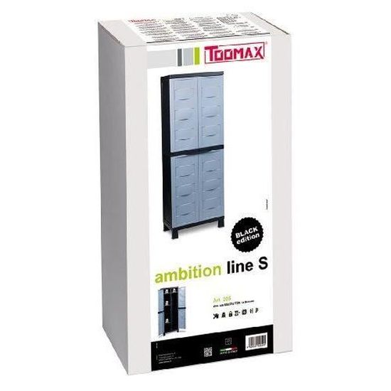 Toomax ART130 4 Étagères Universal 63 Polypropylène Noir - Rangement Robuste Pour Maison, Garage Et Jardin