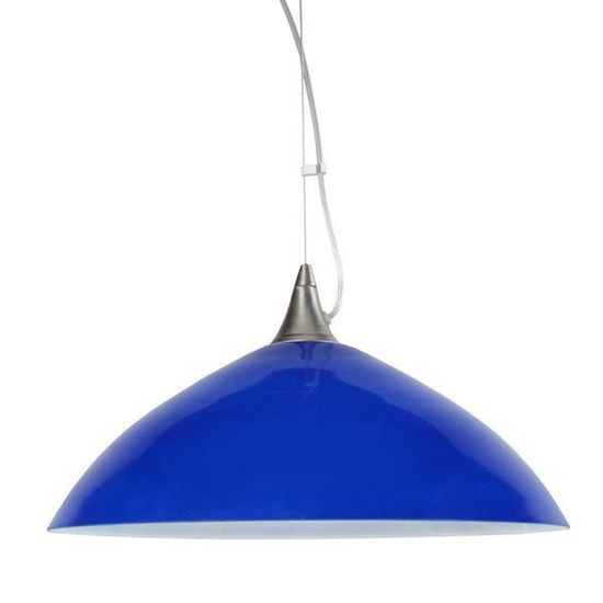 Abat-jour Pendentif émaillé Bleu Porcelaine - Dôme Industriel 5.7cm - Style Rustique Métal Et Verre