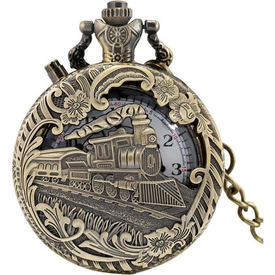 Montre De Poche Drapeau Turc Quartz Rétro - Pendentif Chaîne Gravé Steampunk Cadeau
