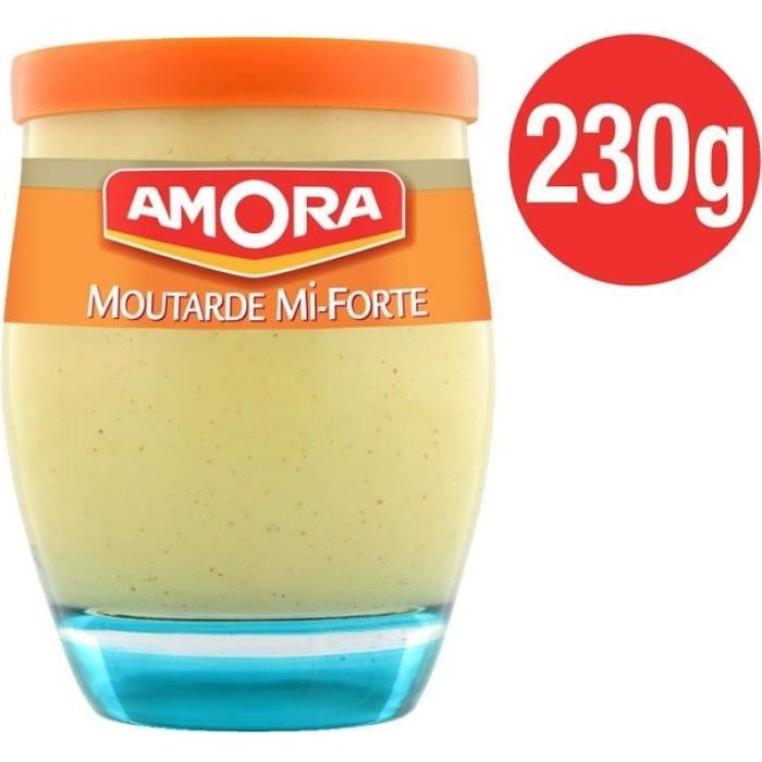 AMORA - Moutarde Mi Forte Verre De Table 230G - Lot De 4