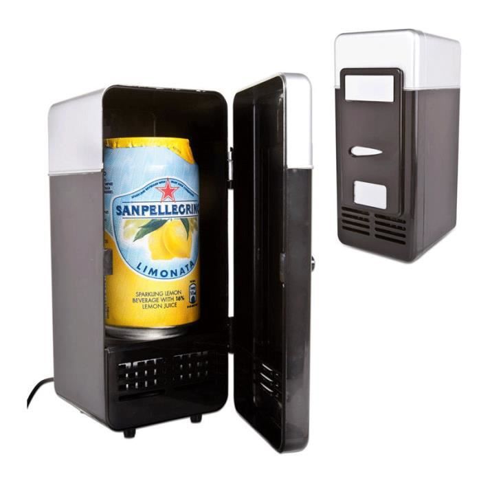boites réfrigérateur bureau USB mini réfrigérateur refroidisseur de boissons et plus chaud pour PC portable Noir