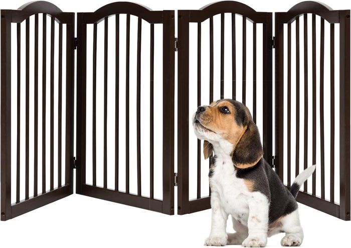 Barrière Modulable Pliable avec 4 Panneaux, Porte pour Animaux Domestiques, Barriere de Sécurité, Porte d’Escalieren Bois de Pin