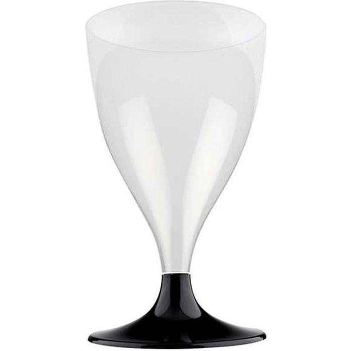 20 Verres à pieds recyclables transparent, pied couleur noir