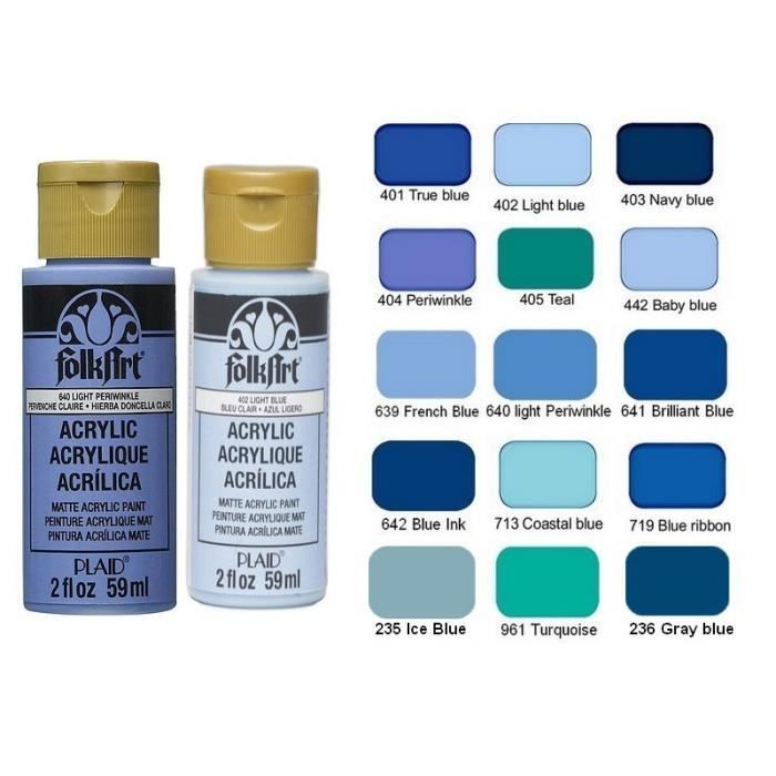 Peinture crémeuse nuancier Bleu Folkart Acrylique, flacon de 59 ml au choix, pour bois, carton, plâtre etc - 236: Gray blue - Gris