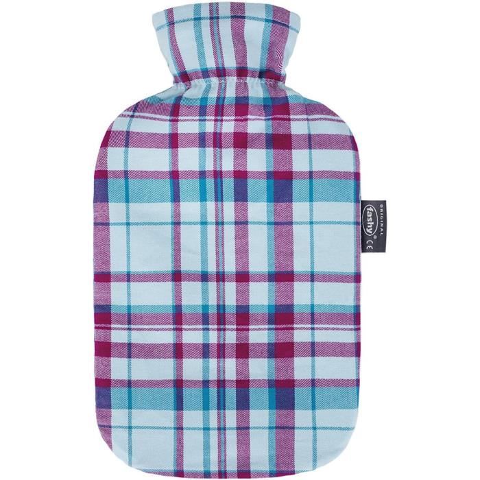 Bouillottes Fashy GmbH Bouteille d'eau chaude avec housse tartan, 2 litre, IceBlue 101528