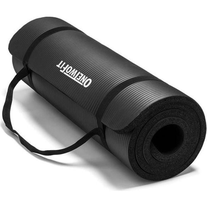 OneTwoFit Tapis de sol Tapis de sport Tapis de gym Tapis de yoga en NBR 183 cm x 61 cm x 1 cm Noir OT059