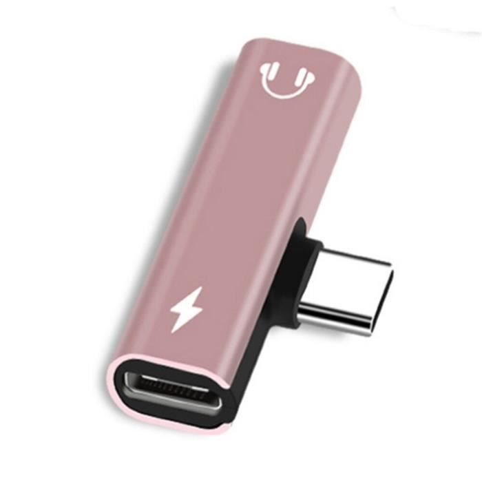 Cherie 2 en 1 USB type C à 3.5mm prise pour écouteurs Aux Audio adaptateur pour Xiaomi Huawei - Type Type C 3.5mm Jack Rose Gold