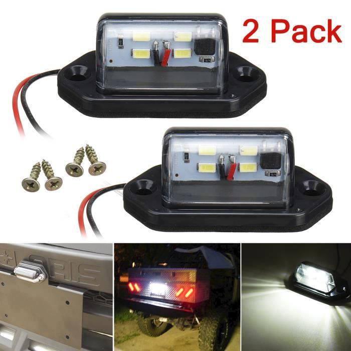 2Pcs 4-LED Blanc Eclairage Plaque d'immatriculation Pour Camion Remorque Caravane