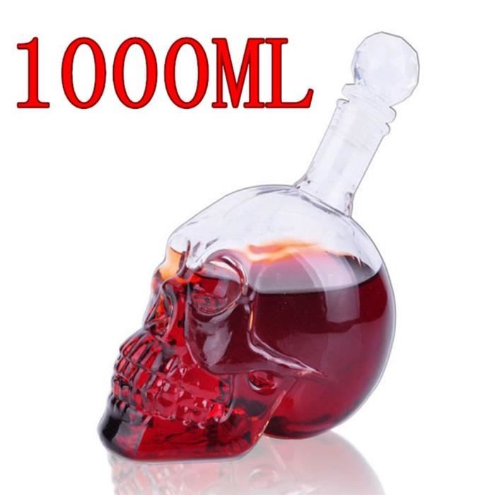 Tire-Bouchon,Créatif crâne verre décanteur whisky Vodka cristal bouteille esprit verre Transparent vin boire verre - Type 1000ML