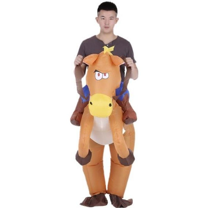 Costume de Gonflable de Cow-boy à Cheval Drôle pour Adulte Déguisement Halloween Cosplay