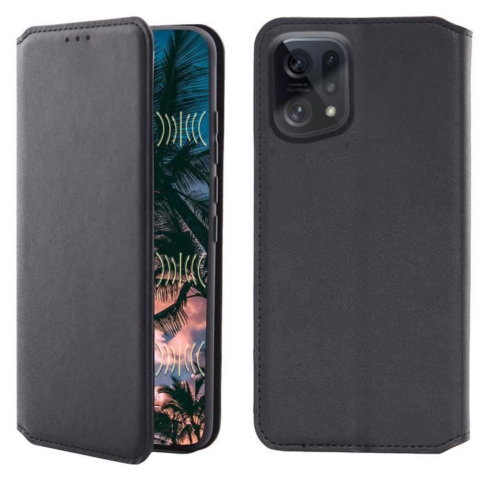 Coque pour Oppo Find X5 - Portefeuille Cuir (Oppo Find X5) - Noir