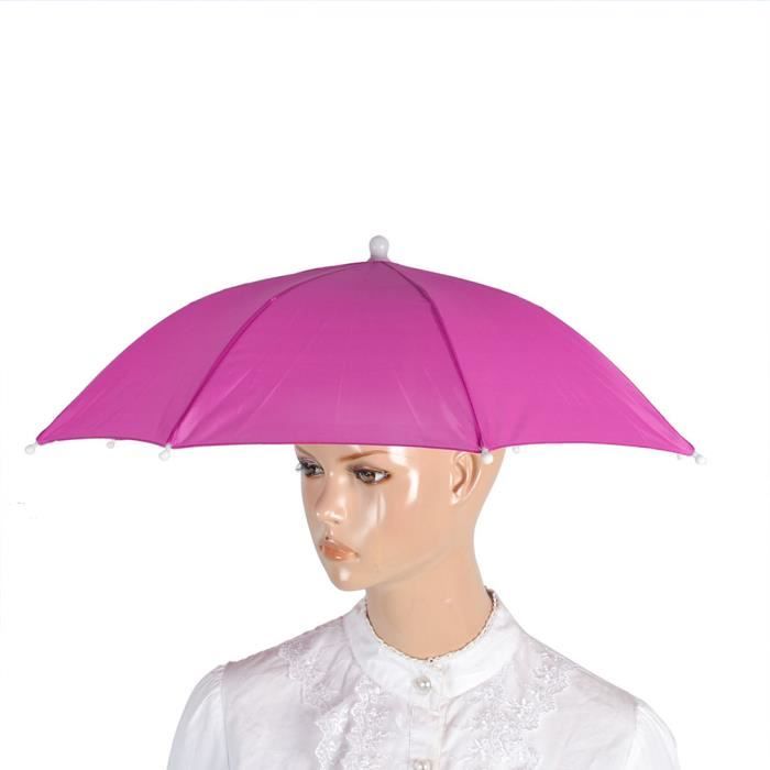 Chapeau Parapluie Unisexe Adulte Multicolore Festival Parasol Headwear Umbrella Hat Rose