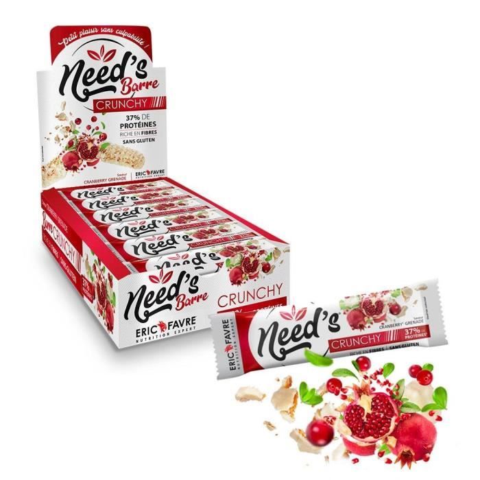 Eric Favre - Barres proteinées Need's Crunchy - Cranberry Grenade - Barres Proteinees - Cranberry - Grenade - Display de 12 unités
