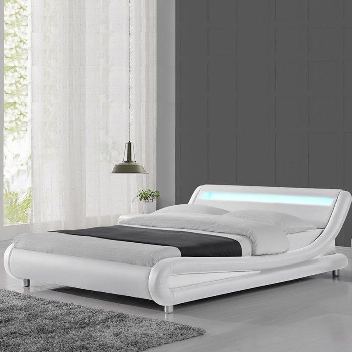 Lit led design Julio - 140x190 - Blanc
