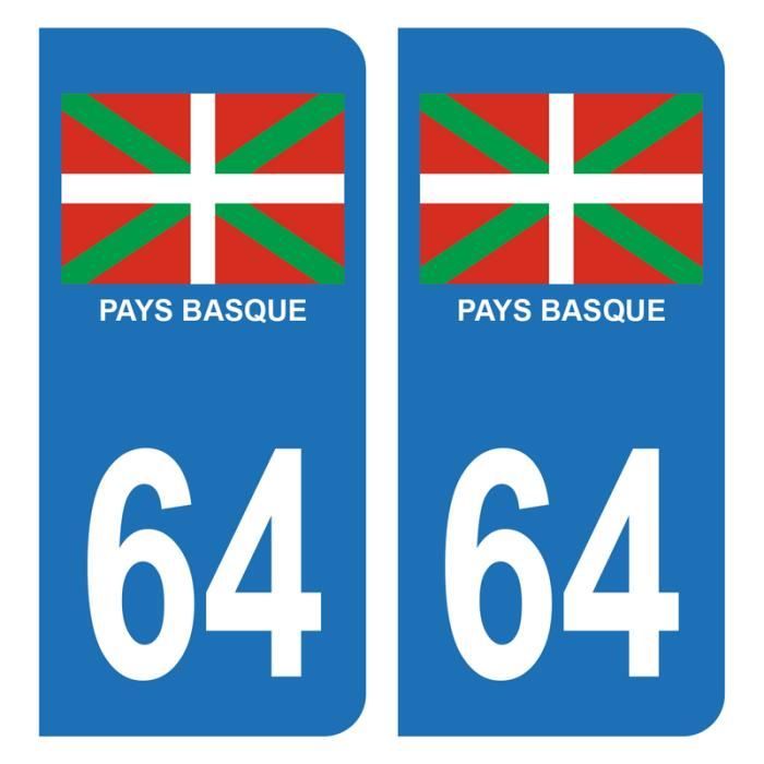 Autocollant Stickers Plaque d'immatriculation Auto Voiture 64 Pays Basque