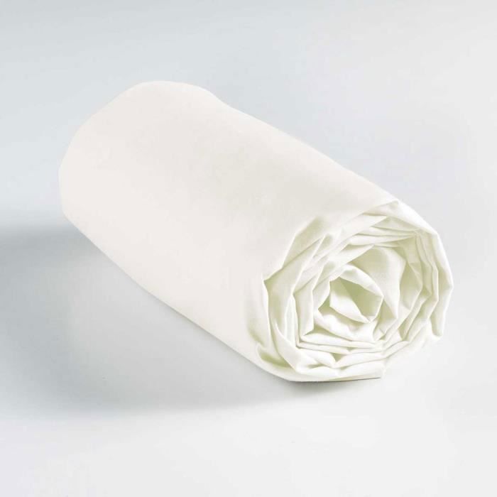 Drap Housse Coton Uni en 57 Fils Naturel 160 x 200 cm