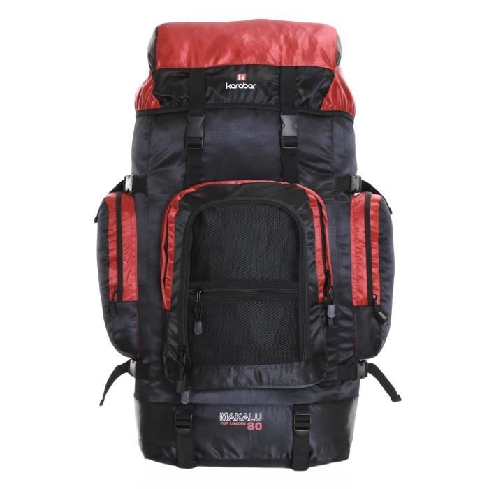Karabar Makalu Sac à dos de voyage 80 litres, noir - rouge