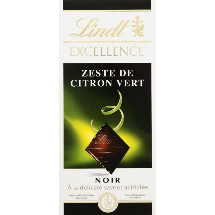 Chocolat noir extra fin citron vert 100g Lindt