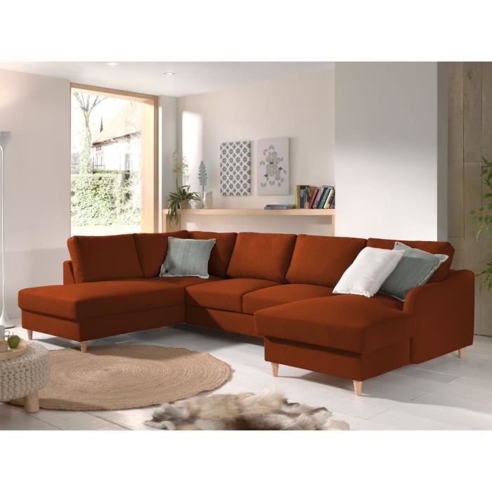 Canapé d'angle 7 places Tissu Scandinave Panoramique