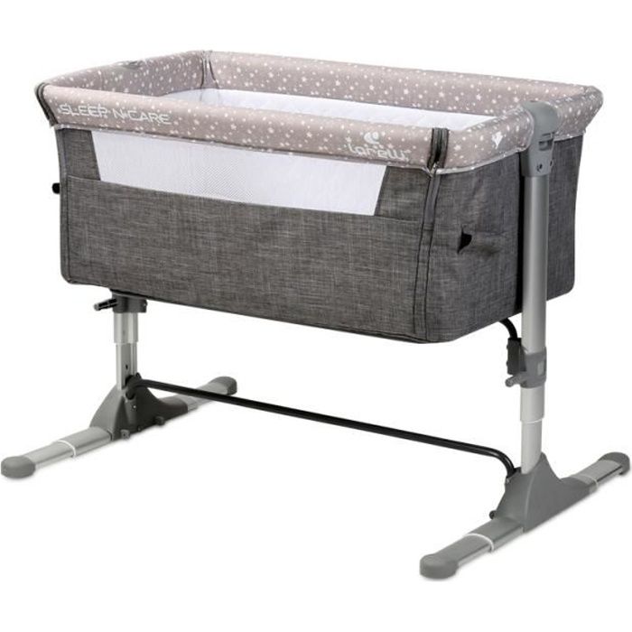 Berceau Bébé,Berceau Pliable,Lit bébé, Cododo avec un Sac et Matelas Sleep and Care gris Lorelli