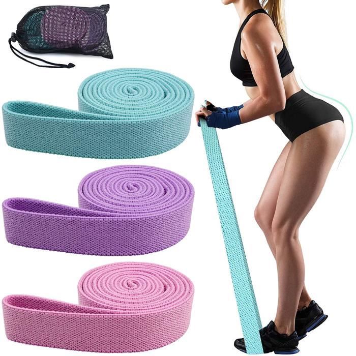 Bandes Élastiques de fitness/3 bandes de fitness longues, 3 bandes thérapeutiques élastiques avec niveaux de résistance