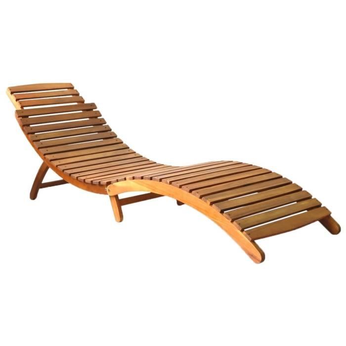 Chaise longue Bain de soleil Bois d'acacia solide Marron
