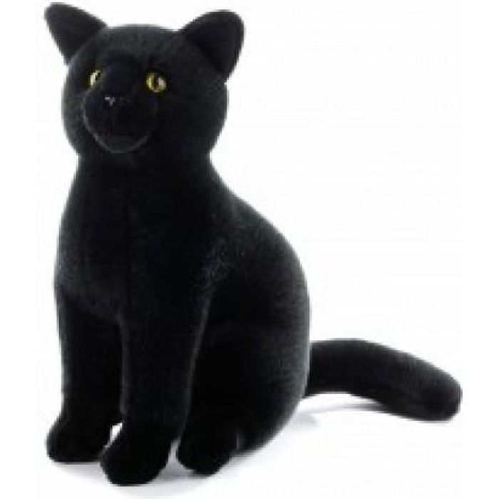 Peluche chat noir assis 30 cm