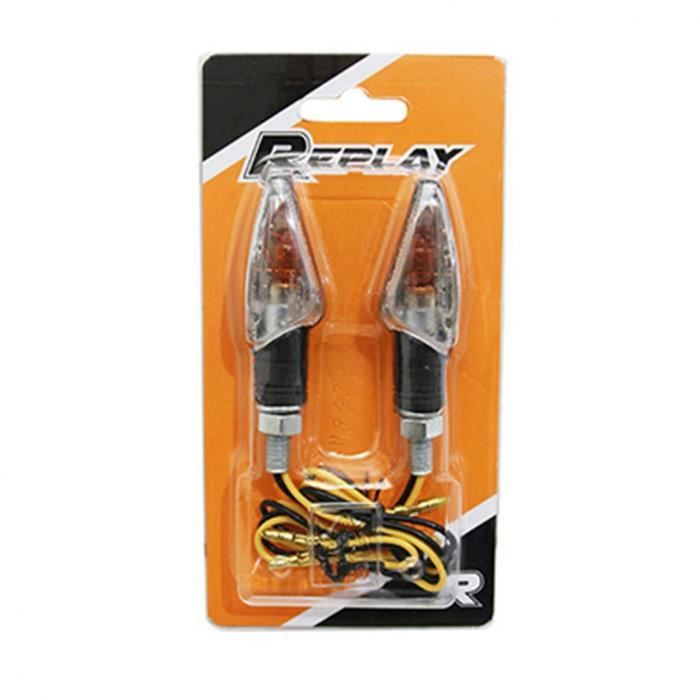 PHARES CLIGNOTANT UNIVERSEL REPLAY MINI CAP A AMPOULE ORANGE TRANSPARENT-NOIR (PAIRE) -HOMOLOGUE CE-