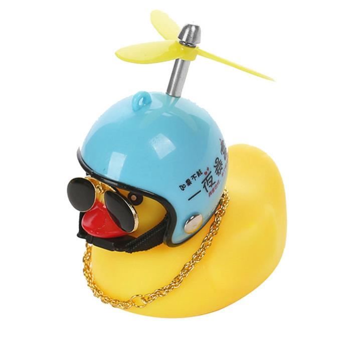 petit canard jaune Décoration pour le voiture et vélo -coupe-vent caneton avec casque et 1 pièces collier lunettes de soleil