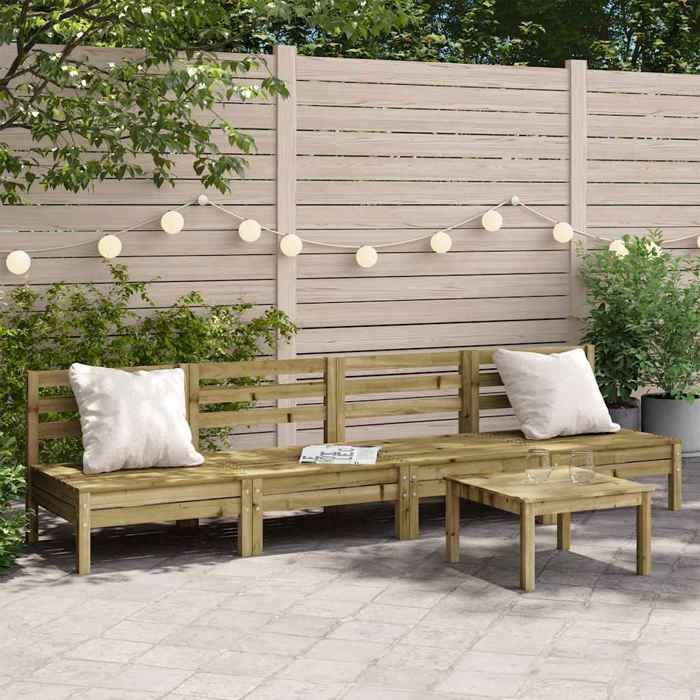 VIDAXL Canapés de jardin 4 pcs Bois de pin - vue 4
