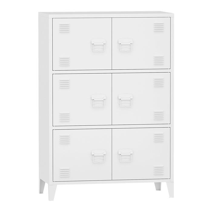 Armoire de bureau - Indus - Métallique - 6 portes - 3 étagères - 113 x 80 x 40 cm Armoire de bureau - Indus - Métallique - 6 portes - 3 étagères - 113 x 80 x 40 cm