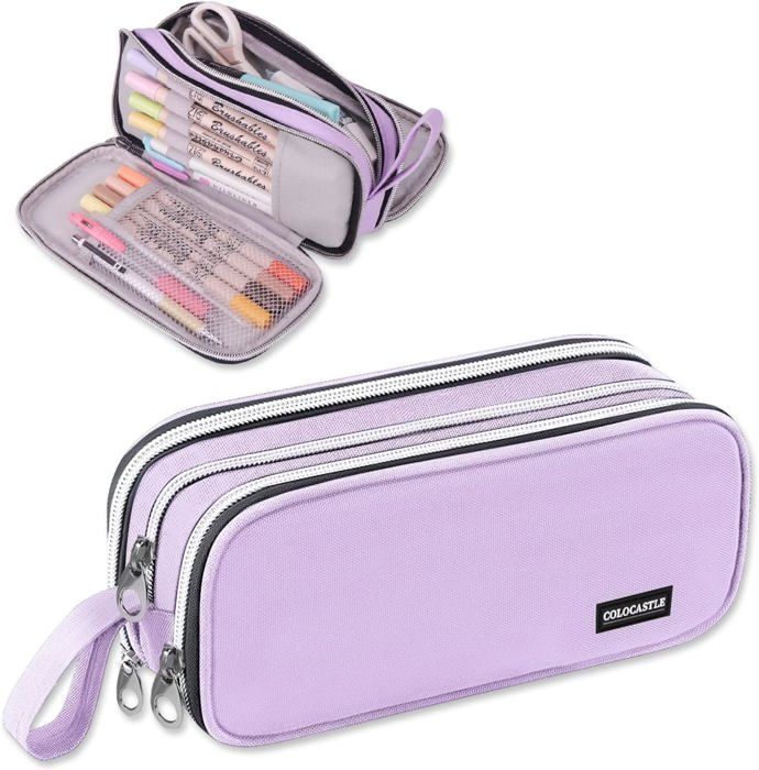 Trousse Scolaire Trousse A Crayons De Grande Capacite Sac A Crayons Ecole Avec 3 Compartiments Trousse Scolaire Pour Filles L84 Violet Cdiscount Bagagerie Maroquinerie