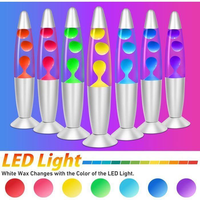 Lampe Lave LED Multicolore - CELLUSTOP - Design Rétro - 7 Couleurs - Éclairage Ambiance - 25W
