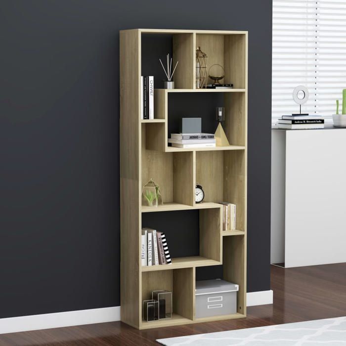 SALE 2025Bibliothèque Moderne - Colonne Étagère - Chêne sonoma - 67x24x161 cm - bois dingénierie 25 Kg 8908