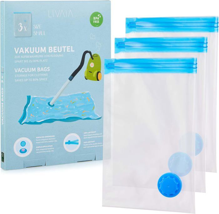 Sacs De Compression Gain De Place – Pour Vêtements, Couettes – Auto-vide Par Aspiration – Étanche – Réutilisable – Taille : ~52x46x60cm (compressé ~52x42x30cm)
