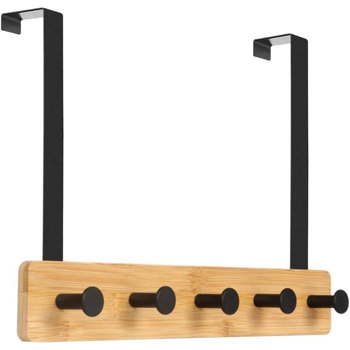 Patère de Porte à Suspendre 5 Crochets pour Chambre Porte Manteau pour Rangement Vestes Peignoirs Sacs à Main et Autres-Naturel